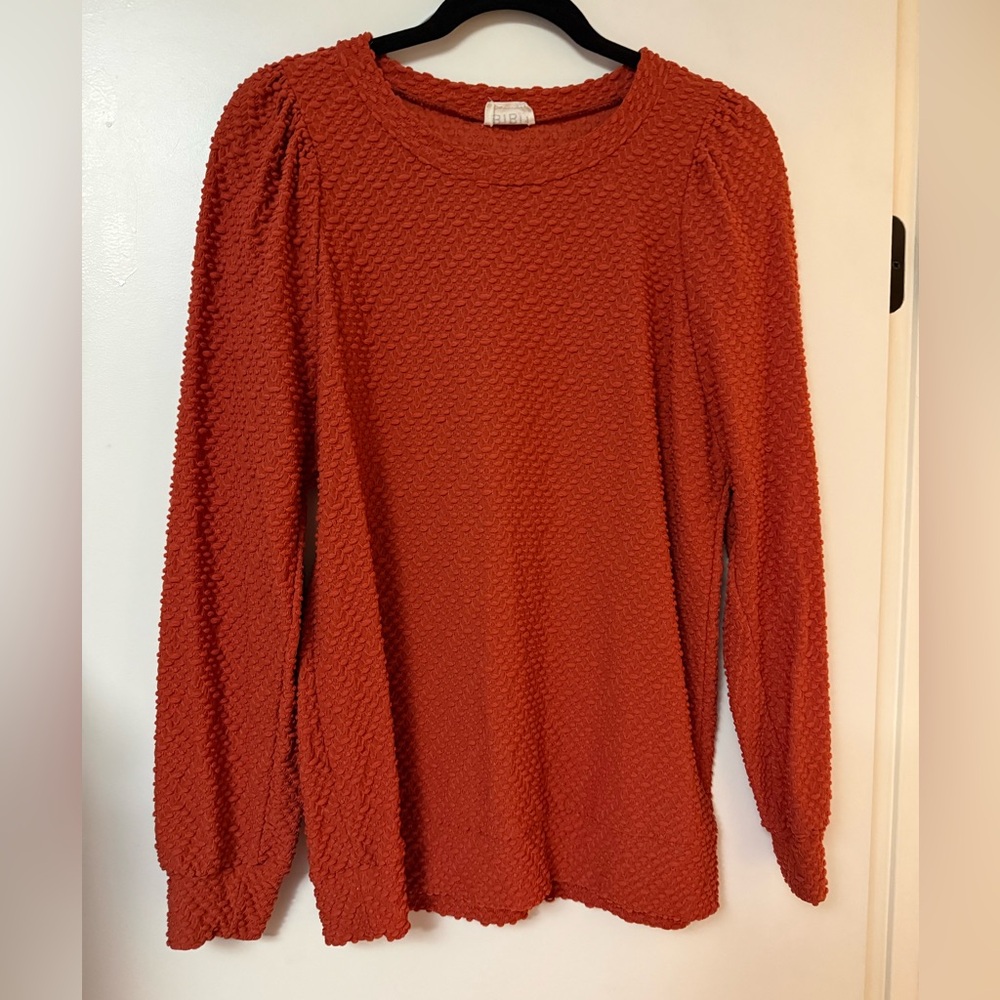 BiBi Textured Rust Long Sleeve Top